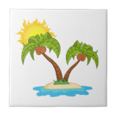 Tropisch eiland met twee palmbomen tegeltje (Voorkant)