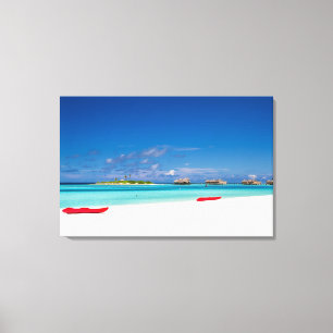 Tropisch eiland met zandstrand met palmbomen canvas afdruk