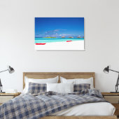 Tropisch eiland met zandstrand met palmbomen canvas afdruk (Insitu (Slaapkamer))