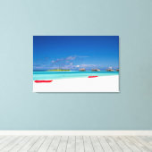 Tropisch eiland met zandstrand met palmbomen canvas afdruk (Insitu (Houten vloer))