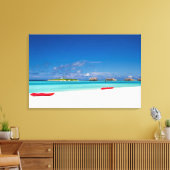 Tropisch eiland met zandstrand met palmbomen canvas afdruk (Insitu (Woonkamer))