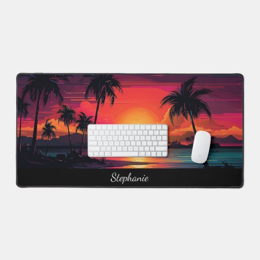 Tropisch eiland Neon Sunset Bureaumat (Keyboard & Muis)