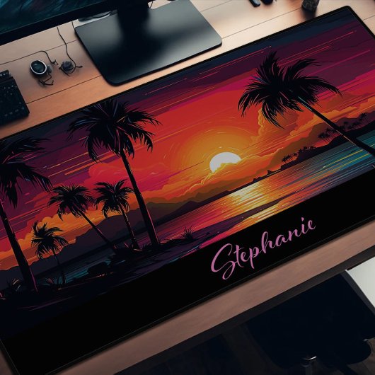 Tropisch eiland Neon Sunset Bureaumat