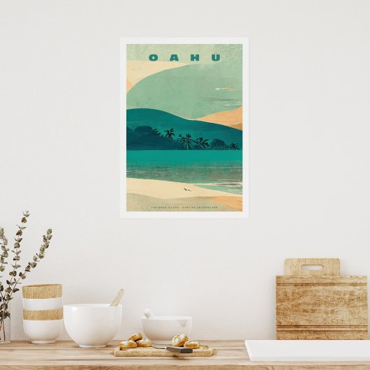 Tropisch eiland Oahu Poster (Keuken)