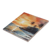 Tropisch eiland Ocean Beach Sunset Decoratief Tegeltje (Zijkant)