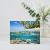 Tropisch eiland onder en boven water briefkaart (Staand voorkant)