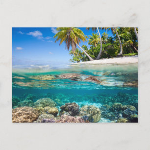 Tropisch eiland onder en boven water briefkaart