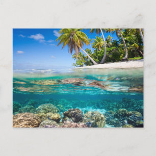 Tropisch eiland onder en boven water briefkaart