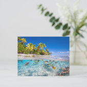 Tropisch eiland onder en boven water briefkaart (Staand voorkant)