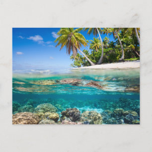 Tropisch eiland onder en boven water briefkaart