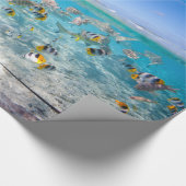 Tropisch eiland onder en boven water cadeaupapier (Hoek)