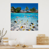 Tropisch eiland onder en boven water poster (Keuken)