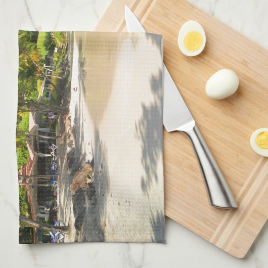 Tropisch eiland op de Kaaimaneilanden Theedoek (Quarter Fold)