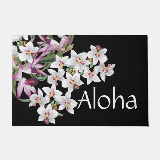 Tropisch eiland Orchid Flowers Floral Aloha Deurmat (Voorkant)