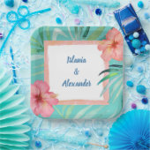 Tropisch eiland Palm Hibiscus Wedding & Shower Papieren Bordje (Feest)
