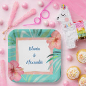 Tropisch eiland Palm Hibiscus Wedding & Shower Papieren Bordje (Feest)