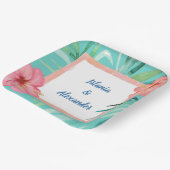 Tropisch eiland Palm Hibiscus Wedding & Shower Papieren Bordje (Gebogen)