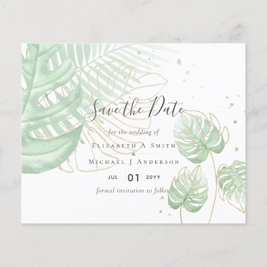 Tropisch eiland Palm Leaves Beach Wedding (Voorkant)