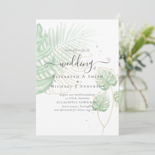 Tropisch eiland Palm Leaves Beach Wedding (Staand voorkant)