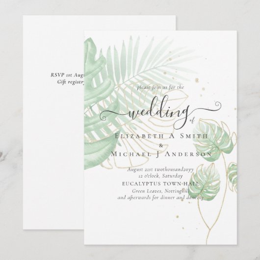 Tropisch eiland Palm Leaves Beach Wedding (Voorkant / Achterkant)