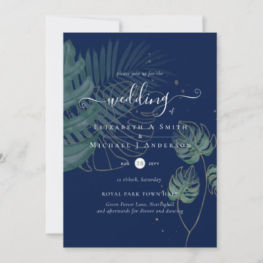 Tropisch eiland Palm Leaves Beach Wedding (Voorkant)