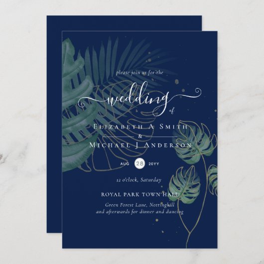 Tropisch eiland Palm Leaves Beach Wedding (Voorkant / Achterkant)
