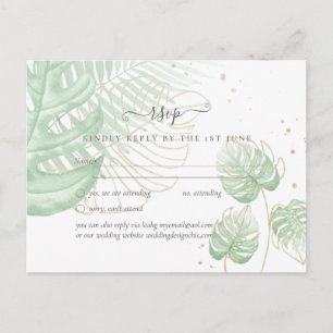 Tropisch eiland Palm Leaves Beach Wedding Briefkaart