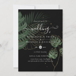 Tropisch eiland Palm Leaves Beach Wedding Kaart