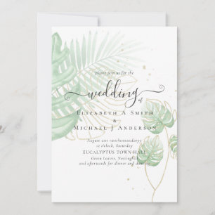 Tropisch eiland Palm Leaves Beach Wedding Kaart