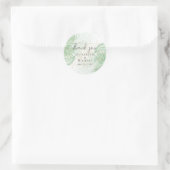 Tropisch eiland Palm Leaves Beach Wedding Ronde Sticker (Tas)