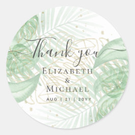 Tropisch eiland Palm Leaves Beach Wedding Ronde Sticker