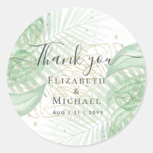 Tropisch eiland Palm Leaves Beach Wedding Ronde Sticker