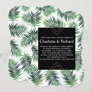 Tropisch eiland Palm Leaves Wedding Kaart