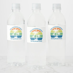 Tropisch Eiland Palm Trees Party Waterfles Etiket