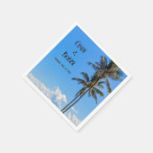 Tropisch eiland, palmbomen, blauwe Zeeen, bruiloft Servet (Hoek)