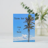 Tropisch eiland, palmbomen, blauwe Zeeen, huwelijk Bedankkaart (Staand voorkant)