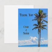 Tropisch eiland, palmbomen, blauwe Zeeen, huwelijk Bedankkaart (Voorkant / Achterkant)