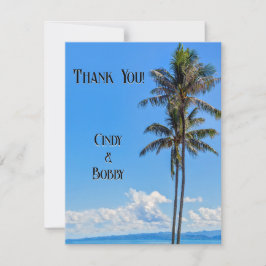Tropisch Eiland, Palmbomen, Blauwe Zeeën, Trouw Th Bedankkaart