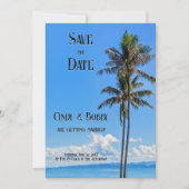 Tropisch Eiland, Palmbomen, Blauwe Zeeën, Trouwza Save The Date (Voorkant)