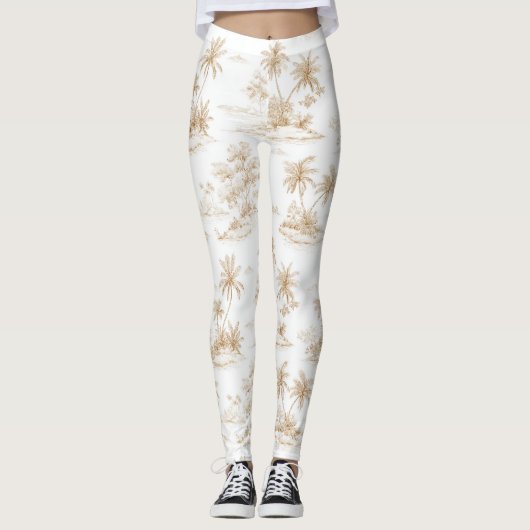 Tropisch Eiland Palmbomen Leggings (Voorkant)