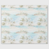 Tropisch Eiland Palmbomen Strand Cadeaupapier (Vlak)