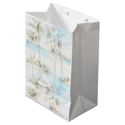 Tropisch Eiland Palmbomen Strand Medium Cadeauzakje (Voorkant Gekanteld)