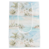 Tropisch Eiland Palmbomen Strand Medium Cadeauzakje (Achterkant)