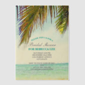 Tropisch eiland palmboom strand bruidsuitnodiging vellum uitnodigingen (Voorkant)
