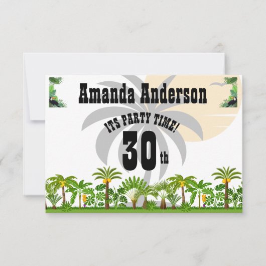 Tropisch eiland Palmboom Zonsondergang Bedankkaart (Voorkant)