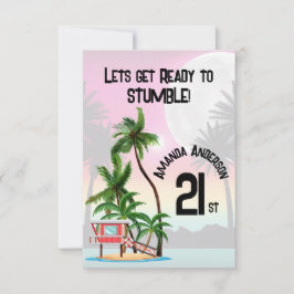 Tropisch eiland Palmboom Zonsondergang Bedankkaart