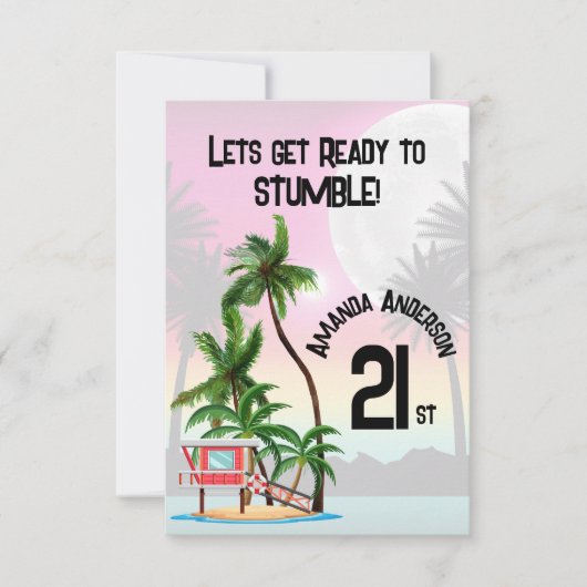 Tropisch eiland Palmboom Zonsondergang Bedankkaart (Voorkant)