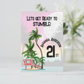 Tropisch eiland Palmboom Zonsondergang Bedankkaart (Staand voorkant)