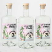 Tropisch eiland Palmboom Zonsondergang Likeurfles Etiket (Flessen)