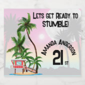 Tropisch eiland Palmboom Zonsondergang Likeurfles Etiket (Enkel label)